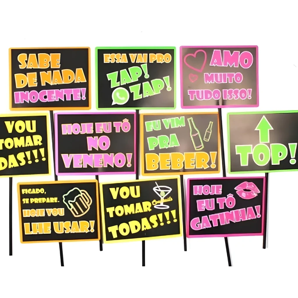 10 Plaquinha Divertida Festa Balada Neon Casamento 15 Anos 10 Plaquinha Divertida Festa Balada Neon Casamento 15 Anos