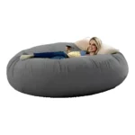 Puff Cama Gigante Redondo Suede 140x20 Com Enchimento Sala Cor Cinza