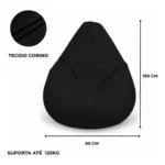 Puff Pera Vazio Casa Couro Sintético Grande Sala Escritório