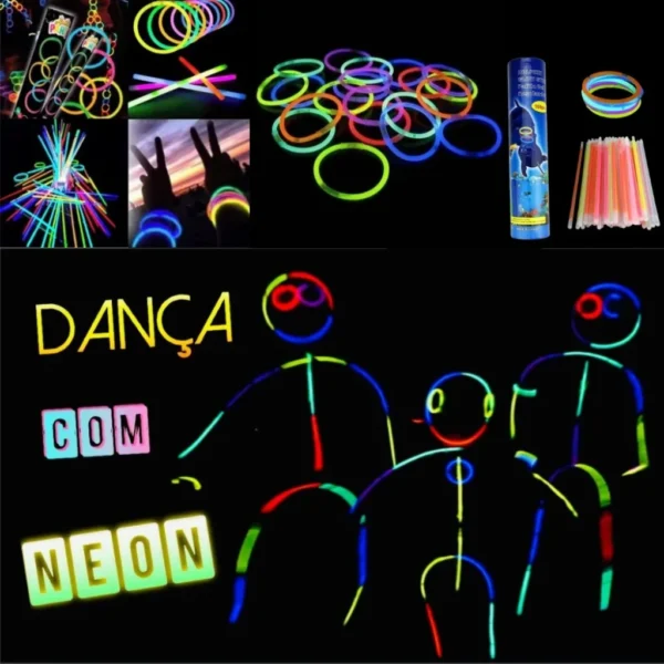 Pulseira Neon 100 Unidades Festas, Baladas E Danças Malucas