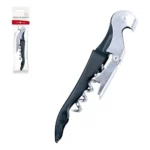 Saca Rolhas 2 Estágios Com Abridor De Garrafa Aço Inox e preto