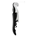 Saca Rolhas 2 Estágios Com Abridor De Garrafa Aço Inox e preto