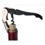 Saca Rolhas 2 Estágios Com Abridor De Garrafa Aço Inox e preto