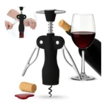 Saca Rolhas Emborrachado Cromado Abridor Vinho Profissional