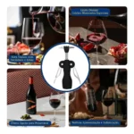 Saca Rolhas Emborrachado Cromado Abridor Vinho Profissional