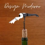 Saca Rolhas Aço Inox com Abridor de Garrafas 2 Estágios Serrilha para corte de Lacres Compacto Elegante Mesa de Natal Tche Amo