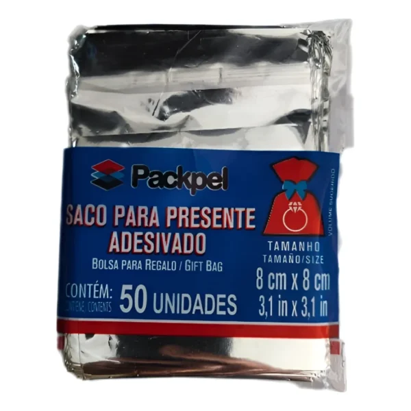 Saco Presente Embalagem Adesivo Metalizado 8x8 Varias Cores!