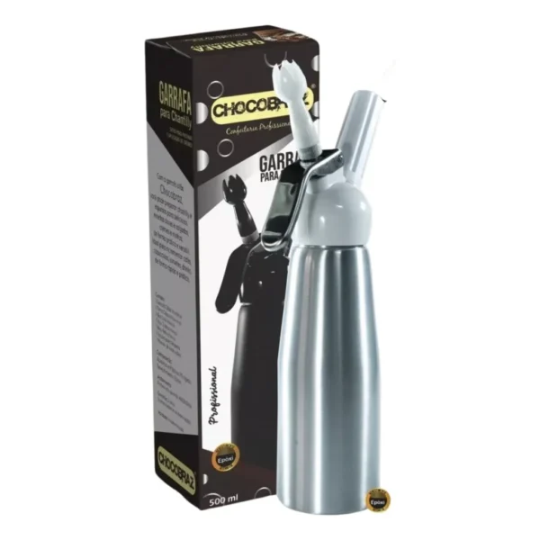 1 Garrafa Chantilly Sifão Profissional 500ml Prata Full