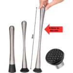 Socador Caipirinha Drink Amassador Macerador Grande 29cm Cor Prateado
