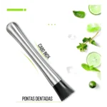 Socador Macerador Caipirinha Inox Amassador Drinks Bartender Cor Prateado