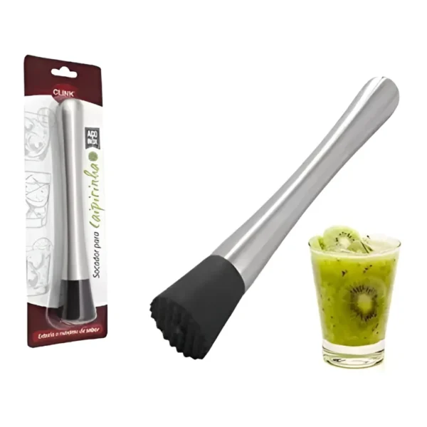 Socador Macerador Caipirinha Inox Amassador Drinks Bartender Cor Prateado