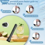 Macerador Ponta Dentada Plástico Abs Socador 25cm Preto