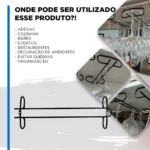 2 Suportes Organizador Apoio Para Taças de Vinho Champanhe Gin Preto 40cm Tmtsuportes