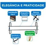 2 Suportes Organizador Apoio Para Taças de Vinho Champanhe Gin Preto 40cm Tmtsuportes