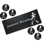 Tapete Borracha Bar Mat Johnnie Walker + 6 Porta Copos
