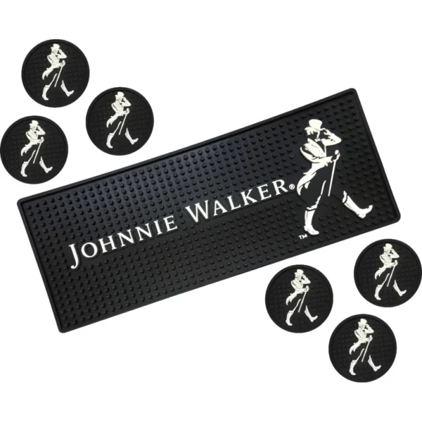Tapete Borracha Bar Mat Johnnie Walker + 6 Porta Copos