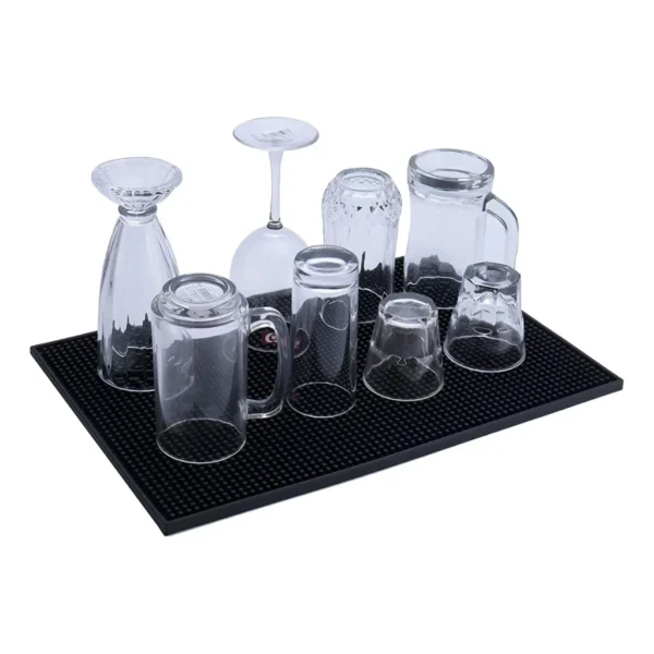 Tapete Escorredor De Louça Grande Silicone Bar Mat 45x30 Cm Cor Preto