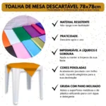 Toalha De Mesa Plástico Perolizada Lisa Descartável 10 Un Cor Prata