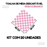 Toalha Para Mesa De Plástico Xadrez Descartável 80x80cm 20un