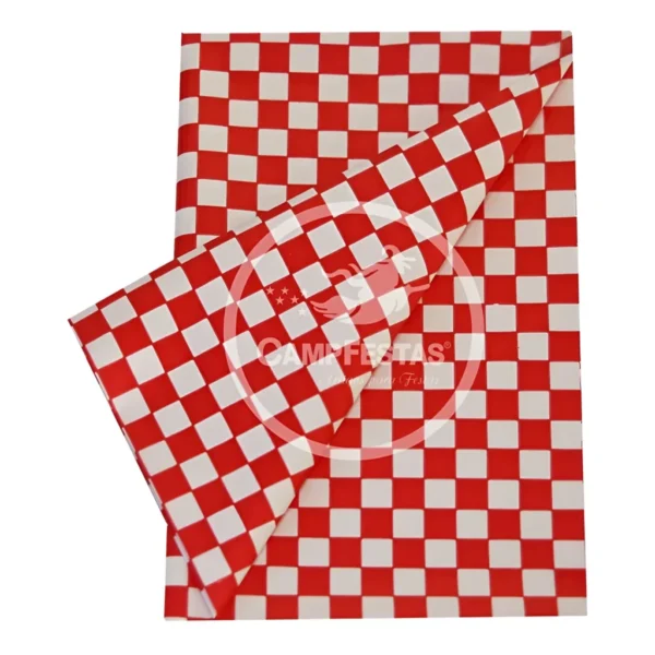 Toalha De Mesa Plástico Perolizada Lisa Descartável 10 Un Cor Xadrez Vermelho
