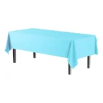 Toalha De Mesa Retangular Plástico Descartável Para Festa Cor Azul-claro Lisa