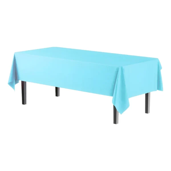 Toalha De Mesa Retangular Plástico Descartável Para Festa Cor Azul-claro Lisa