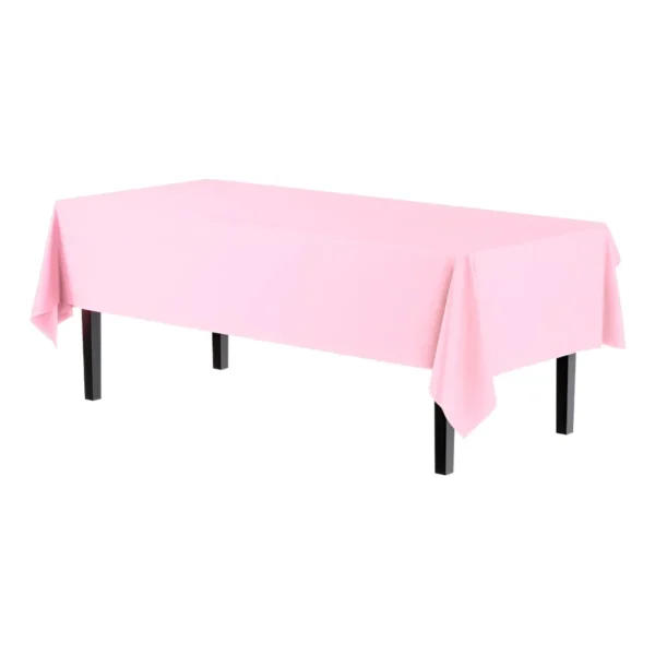 Toalha De Mesa Retangular Plástico Descartável Para Festa Cor Rosa-claro Lisa