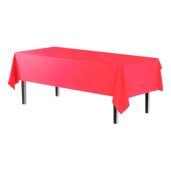 Toalha De Mesa Retangular Plástico Descartável Para Festa Cor Vermelho Lisa