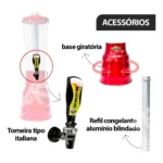 Torre De Chopp 100% Aluminio 3,5l Base Giratória E 2 Refil Cor Preto