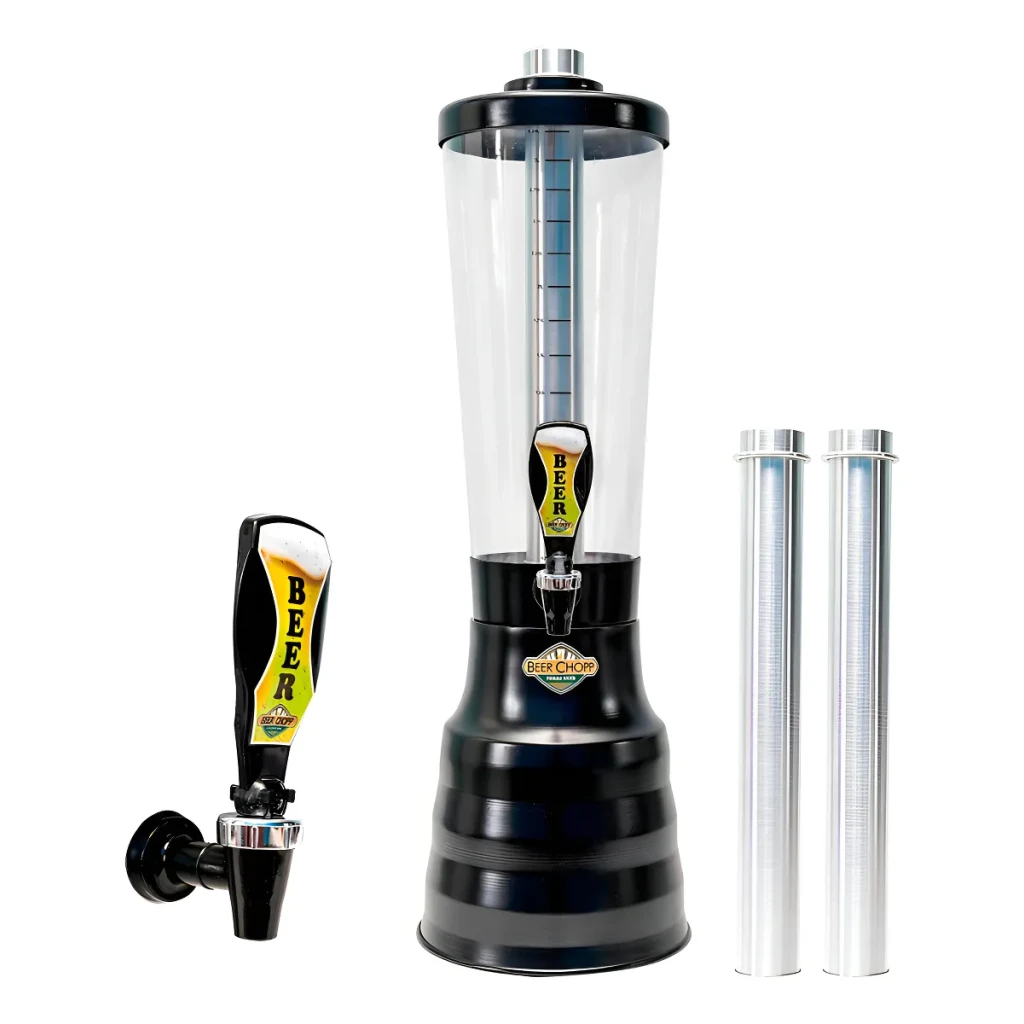 Torre De Chopp 100% Aluminio 3,5l Base Giratória E 2 Refil Cor Preto Torre De Chopp 100% Aluminio 3,5l Base Giratória E 2 Refil Cor Preto