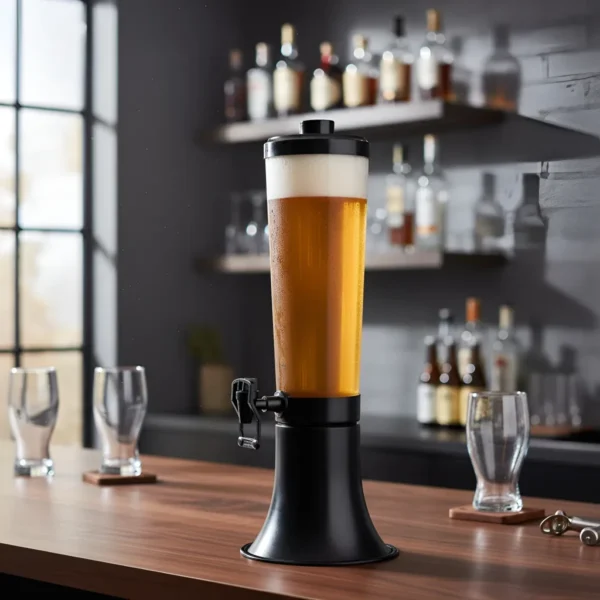Torre De Chopp 3,5l Preta Com 2 Refil Cada