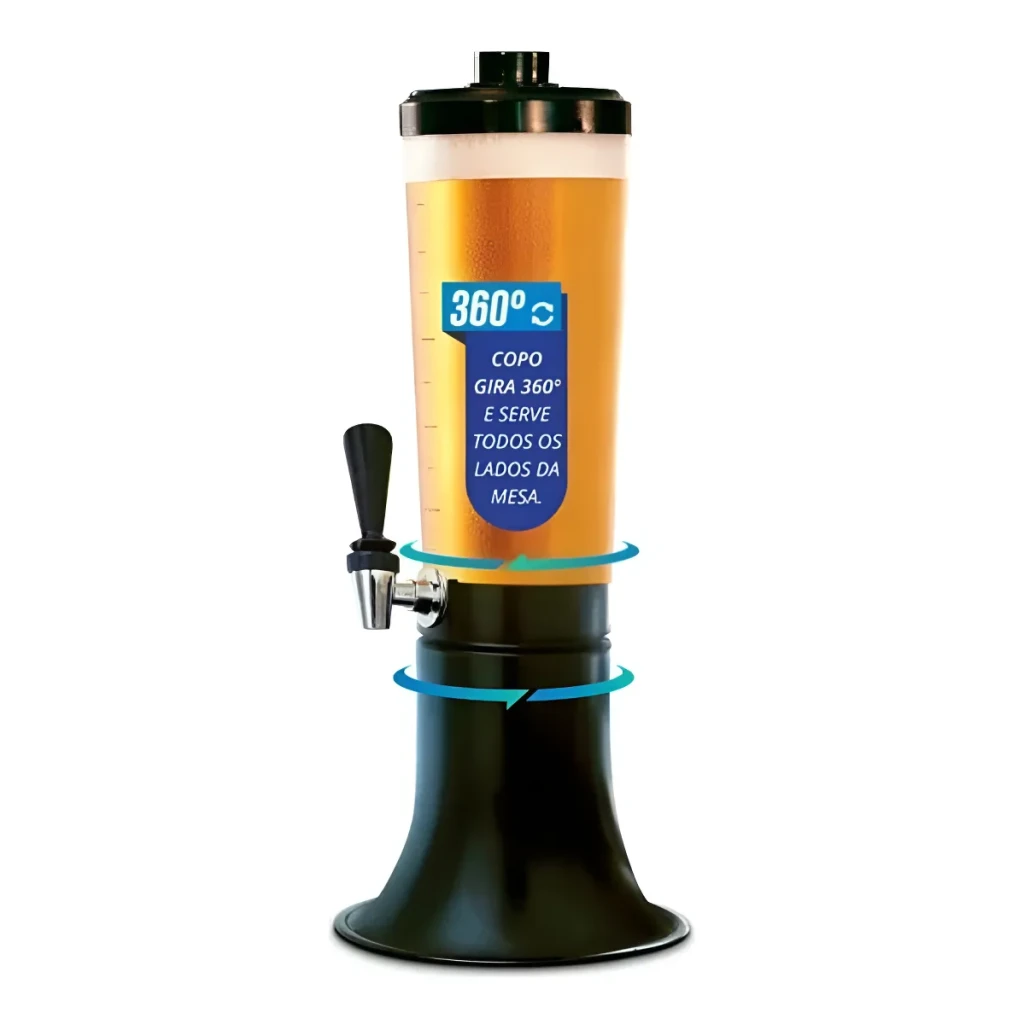 Torre De Chopp Doutor Beer 2,5l Com Copo Giratório 360 Graus Torre De Chopp Doutor Beer 2,5l Com Copo Giratório 360 Graus