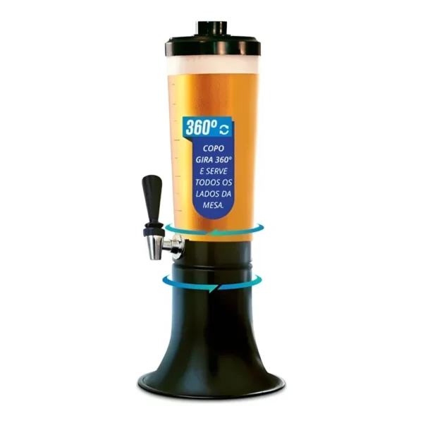 Torre De Chopp Doutor Beer 3,5l Com Copo Giratório 360 Graus