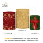 Trio Cilindro De Festa Natal Decoração Em Tecido Sublimado C/elástico