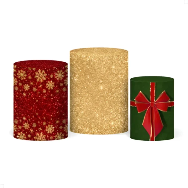Trio Cilindro De Festa Natal Decoração Em Tecido Sublimado C/elástico