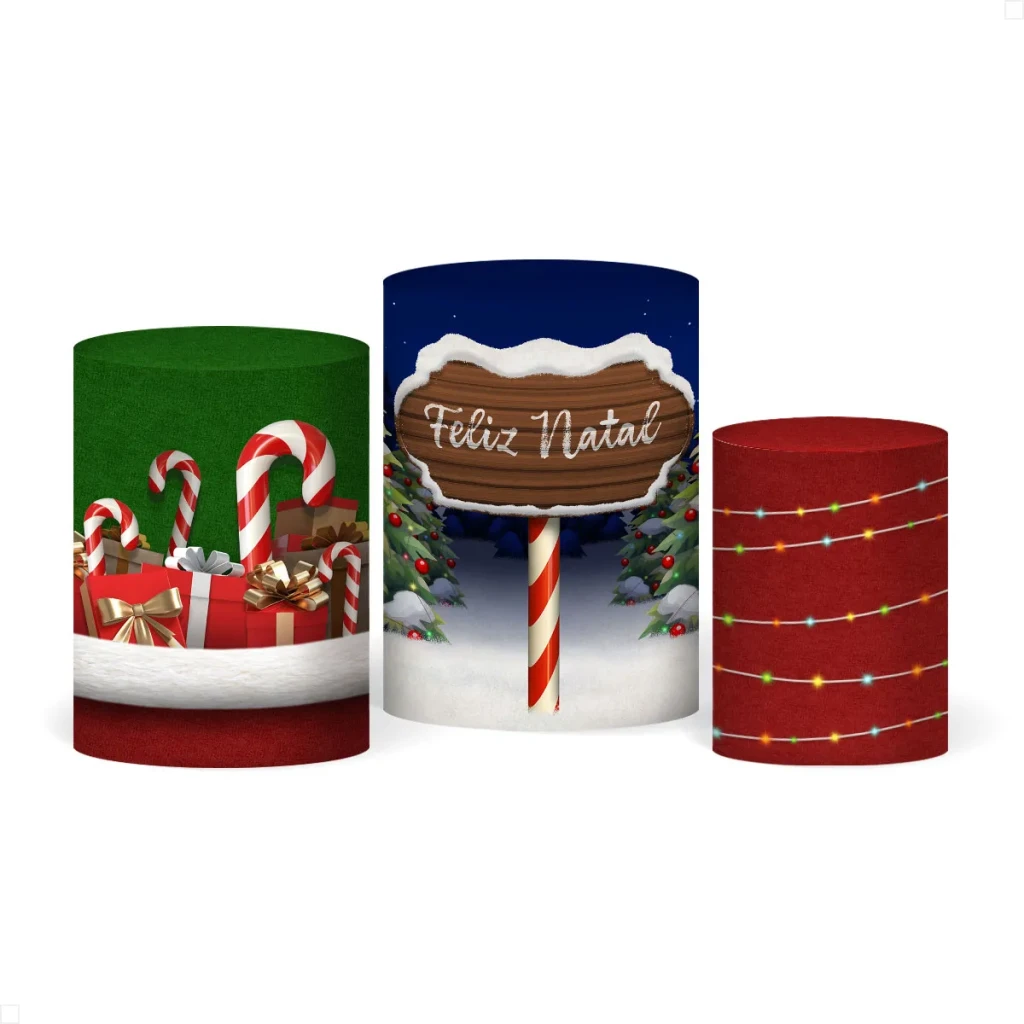 Trio Capa Cilindro Natal Decoração De Festa Natalina Sublimado Veste Fácil Trio Capa Cilindro Natal Decoração De Festa Natalina Sublimado Veste Fácil