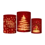 Trio Capa Cilindro De Festa Natal Decoração Natalina Em Tecido Veste Fácil C/elástico