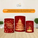 Trio Capa Cilindro De Festa Natal Decoração Natalina Em Tecido Veste Fácil C/elástico