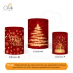 Trio Capa Cilindro De Festa Natal Decoração Natalina Em Tecido Veste Fácil C/elástico