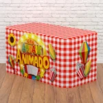 Capa Toalha De Mesa Festa Junina Decoração Arraiá Xadrez Tecido Sublimado Veste Fácil - Imagem 3