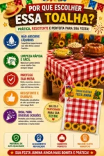 Toalha Mesa Plástica Festa Junina Arraia Decoração Premium - Imagem 3