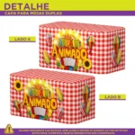 Capa Toalha De Mesa Festa Junina Decoração Arraiá Xadrez Tecido Sublimado Veste Fácil - Imagem 5