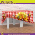 Capa Toalha De Mesa Festa Junina Decoração Arraiá Xadrez Tecido Sublimado Veste Fácil - Imagem 6