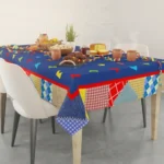 Toalha Mesa Retangular 6 Lug Festa Junina Retalhos 2,2x1,4m - Imagem 7