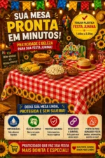 Toalha Mesa Plástica Festa Junina Arraia Decoração Premium - Imagem 6