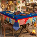 Toalha Mesa Retangular 6 Lug Festa Junina Retalhos 2,2x1,4m - Imagem 12
